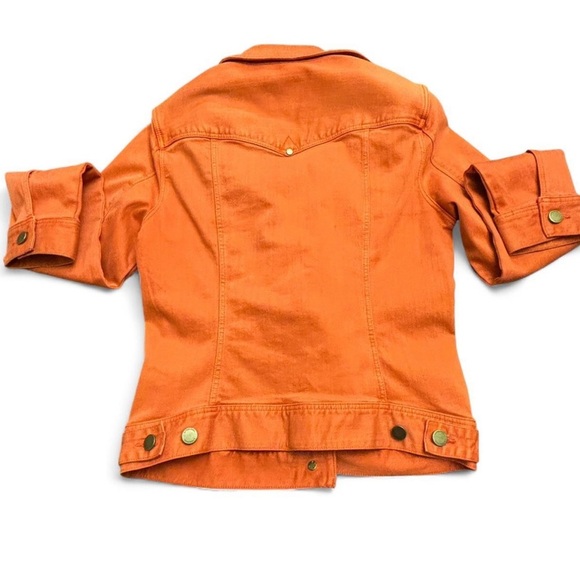 Liverpool Los Angeles Classic Jean Jacket Coral Fins Pink Orange Stretch Denim - Picture 2 of 8